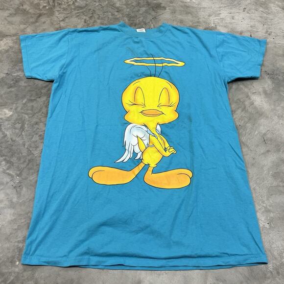 VINTAGE Tweety Bird Halo Sleep Shirt Womens One Size Blue USA Cartoon Gown 1999 - Picture 1 of 6
